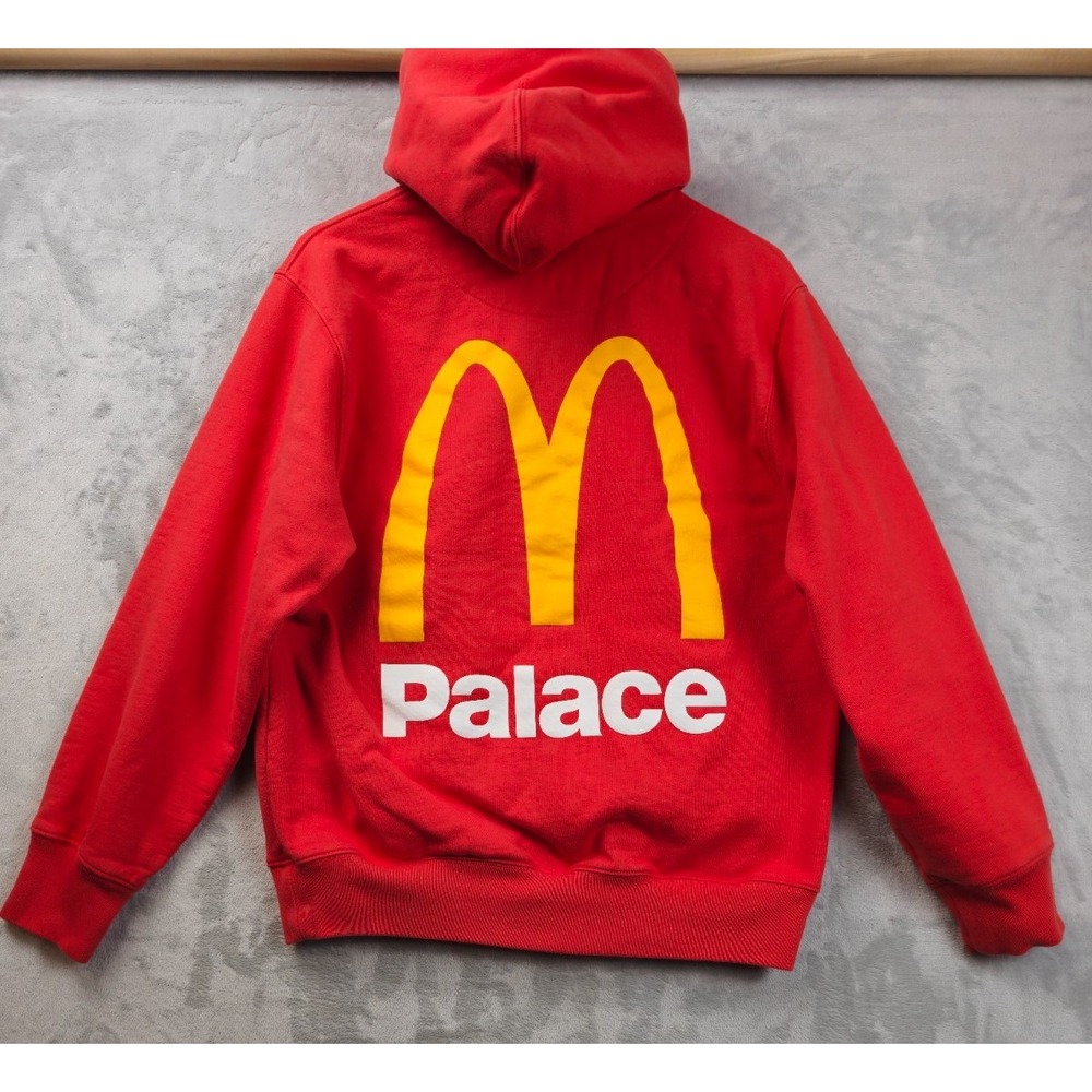 Palace x McDonald's Red Pullover Hoodie Men's Large Logo Graphic Hooded Pockets